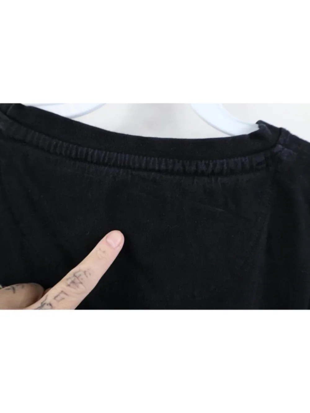 Vtg 90s Streetwear Mens Large Distressed Blank Cotton Short Sleeve T-Shirt Black
